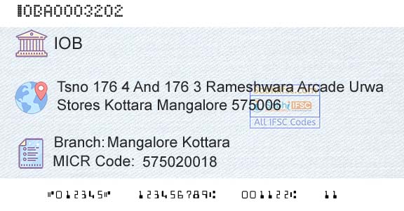 Indian Overseas Bank Mangalore KottaraBranch 