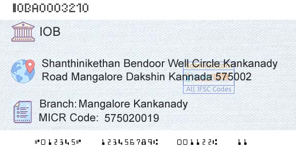 Indian Overseas Bank Mangalore KankanadyBranch 
