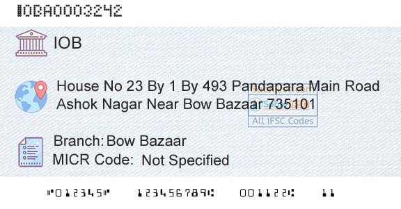 Indian Overseas Bank Bow BazaarBranch 