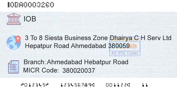 Indian Overseas Bank Ahmedabad Hebatpur RoadBranch 