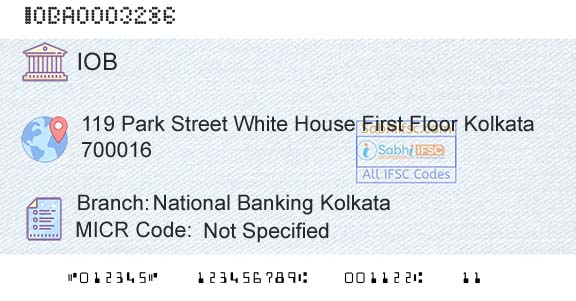 Indian Overseas Bank National Banking KolkataBranch 