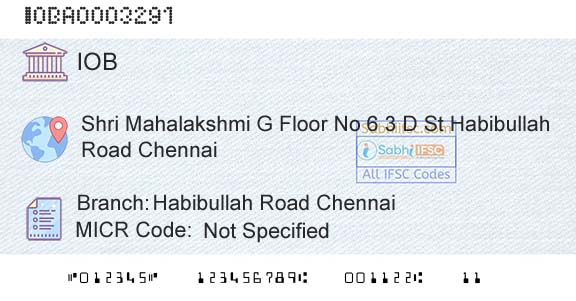 Indian Overseas Bank Habibullah Road ChennaiBranch 