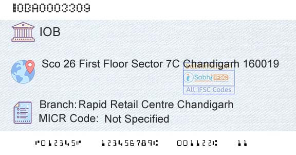 Indian Overseas Bank Rapid Retail Centre ChandigarhBranch 