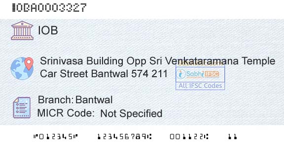 Indian Overseas Bank BantwalBranch 