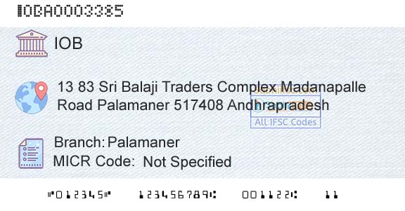 Indian Overseas Bank PalamanerBranch 