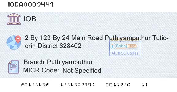 Indian Overseas Bank PuthiyamputhurBranch 