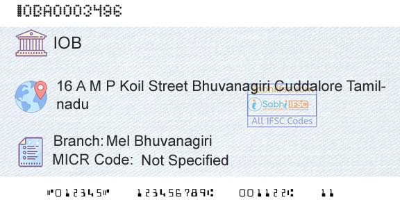 Indian Overseas Bank Mel BhuvanagiriBranch 