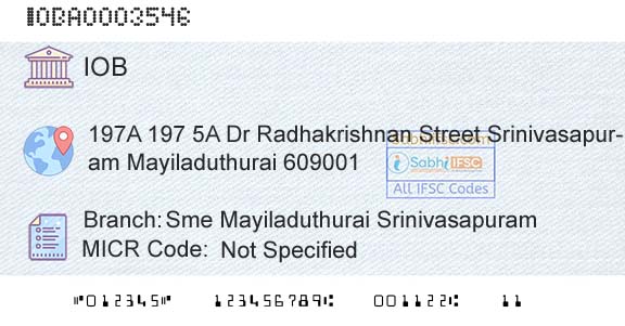 Indian Overseas Bank Sme Mayiladuthurai SrinivasapuramBranch 