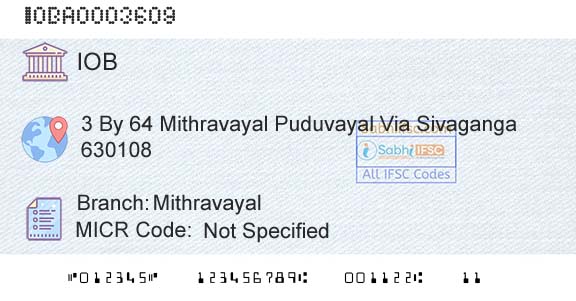 Indian Overseas Bank MithravayalBranch 