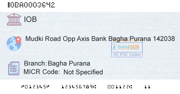 Indian Overseas Bank Bagha PuranaBranch 