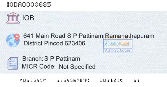 Indian Overseas Bank S P PattinamBranch 