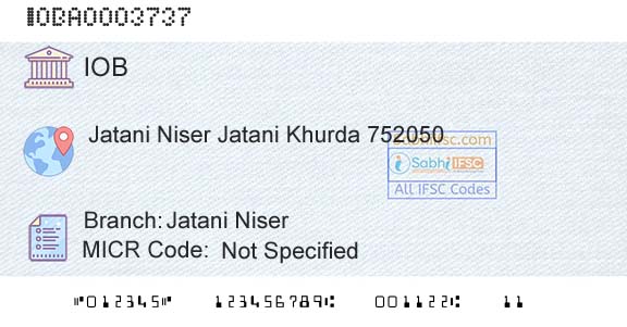 Indian Overseas Bank Jatani NiserBranch 