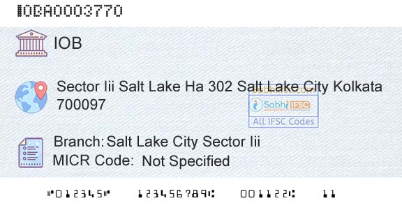 Indian Overseas Bank Salt Lake City Sector IiiBranch 