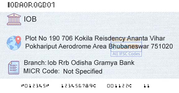Indian Overseas Bank Iob Rrb Odisha Gramya BankBranch 