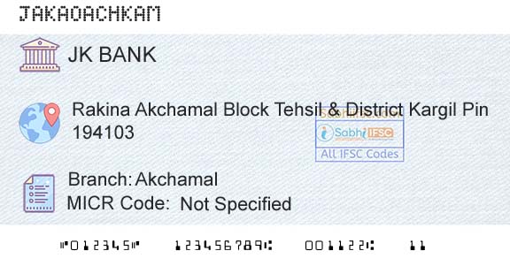 Jammu And Kashmir Bank Limited AkchamalBranch 