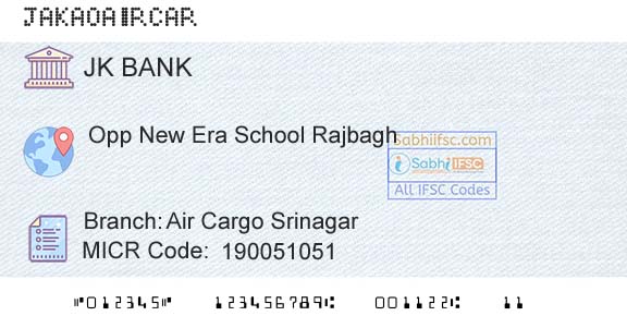 Jammu And Kashmir Bank Limited Air Cargo SrinagarBranch 