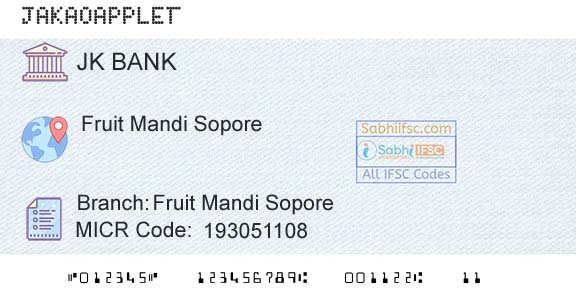 Jammu And Kashmir Bank Limited Fruit Mandi SoporeBranch 