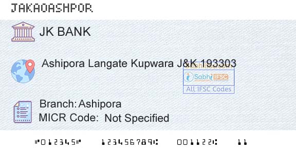Jammu And Kashmir Bank Limited AshiporaBranch 