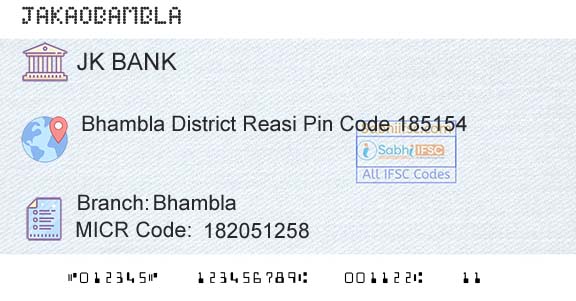 Jammu And Kashmir Bank Limited BhamblaBranch 