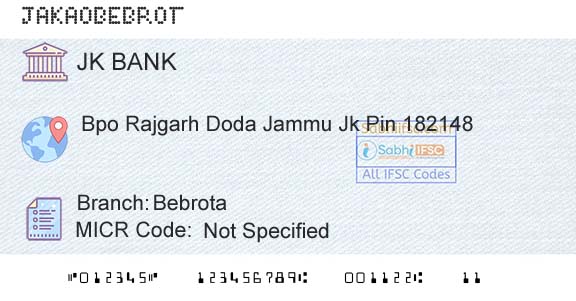 Jammu And Kashmir Bank Limited BebrotaBranch 