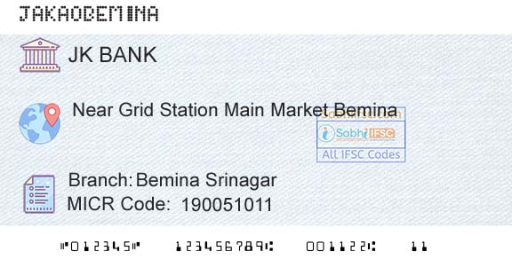 Jammu And Kashmir Bank Limited Bemina SrinagarBranch 