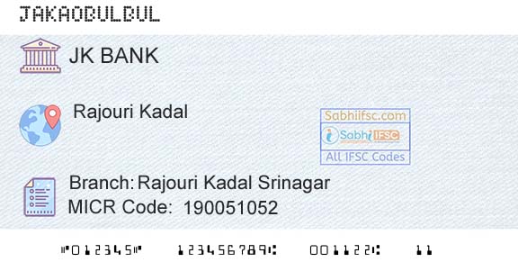 Jammu And Kashmir Bank Limited Rajouri Kadal SrinagarBranch 