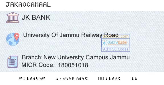 Jammu And Kashmir Bank Limited New University Campus JammuBranch 