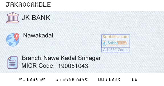 Jammu And Kashmir Bank Limited Nawa Kadal SrinagarBranch 