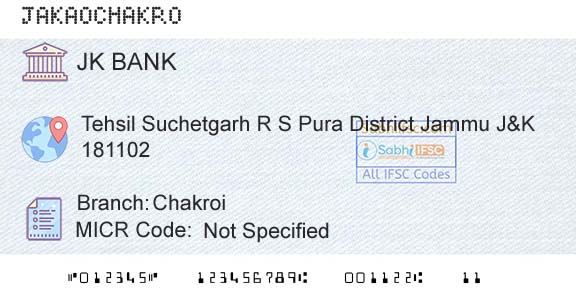 Jammu And Kashmir Bank Limited ChakroiBranch 