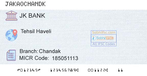 Jammu And Kashmir Bank Limited ChandakBranch 