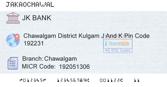 Jammu And Kashmir Bank Limited ChawalgamBranch 