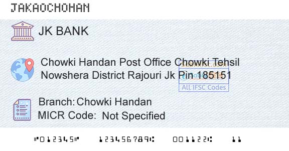 Jammu And Kashmir Bank Limited Chowki HandanBranch 