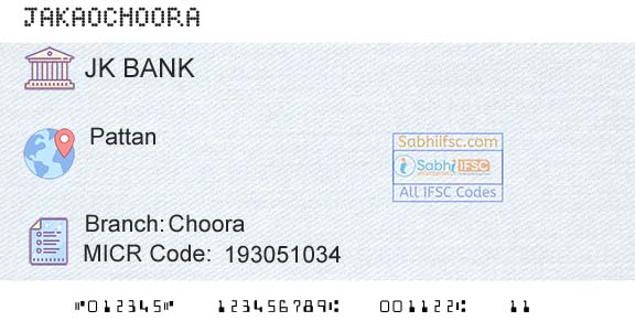 Jammu And Kashmir Bank Limited ChooraBranch 