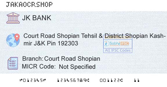 Jammu And Kashmir Bank Limited Court Road ShopianBranch 