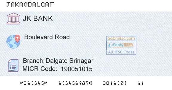 Jammu And Kashmir Bank Limited Dalgate SrinagarBranch 