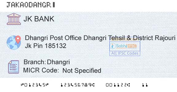Jammu And Kashmir Bank Limited DhangriBranch 