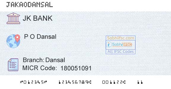 Jammu And Kashmir Bank Limited DansalBranch 