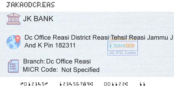 Jammu And Kashmir Bank Limited Dc Office ReasiBranch 