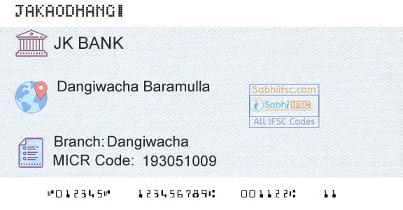 Jammu And Kashmir Bank Limited DangiwachaBranch 