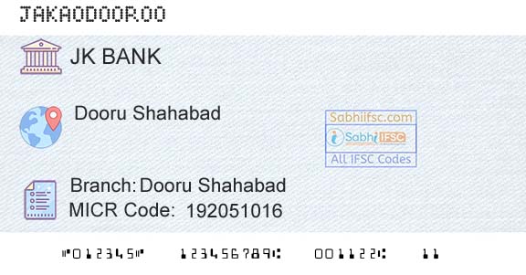 Jammu And Kashmir Bank Limited Dooru ShahabadBranch 