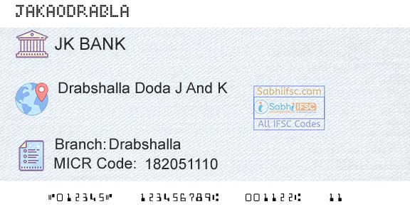 Jammu And Kashmir Bank Limited DrabshallaBranch 