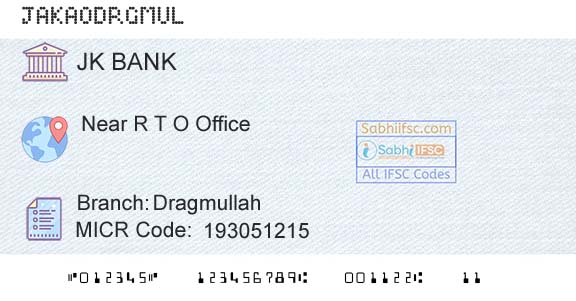 Jammu And Kashmir Bank Limited DragmullahBranch 