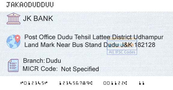 Jammu And Kashmir Bank Limited DuduBranch 
