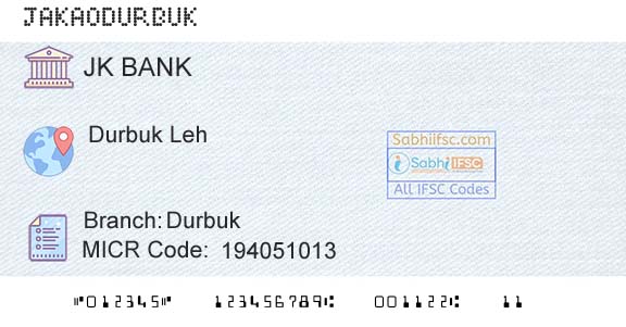 Jammu And Kashmir Bank Limited DurbukBranch 