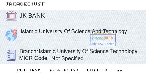 Jammu And Kashmir Bank Limited Islamic University Of Science TechnologyBranch 
