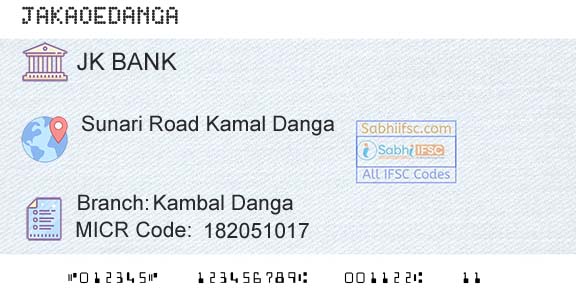 Jammu And Kashmir Bank Limited Kambal DangaBranch 