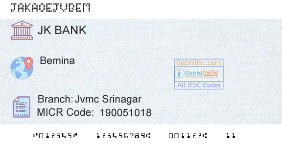 Jammu And Kashmir Bank Limited Jvmc SrinagarBranch 