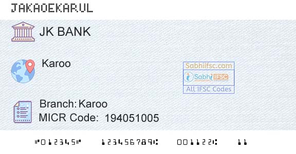 Jammu And Kashmir Bank Limited KarooBranch 