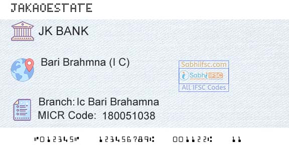 Jammu And Kashmir Bank Limited Ic Bari BrahamnaBranch 