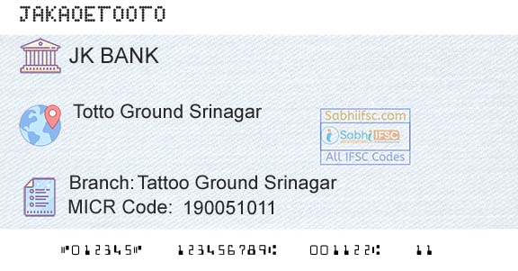 Jammu And Kashmir Bank Limited Tattoo Ground SrinagarBranch 